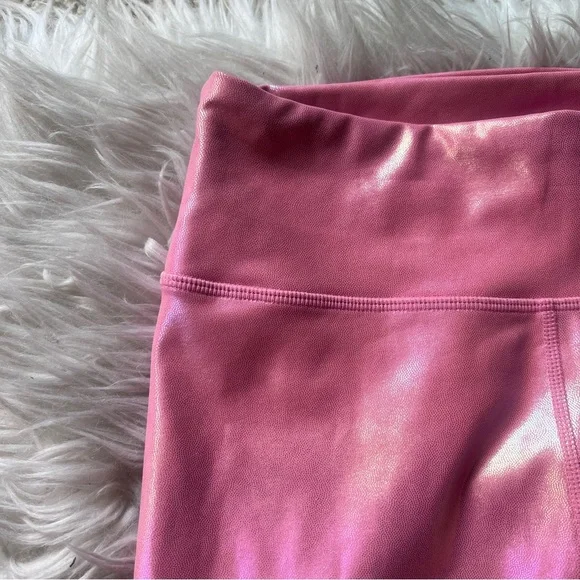 Wear It To Heart Pink Metallic Iridescent Leggings